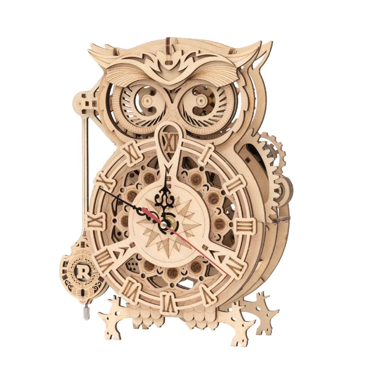 HORLOGE PENDULE HIBOU - CULTURE MAQUETTE - EXPERT MAQUETTE BOIS et METAL - DIY - ROBOTIME