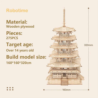 PAGODE BOIS 5 ETAGES - CULTURE MAQUETTE - EXPERT MAQUETTE BOIS et METAL - DIY - ROBOTIME