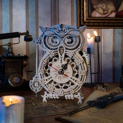 HORLOGE PENDULE HIBOU - CULTURE MAQUETTE - EXPERT MAQUETTE BOIS et METAL - DIY - ROBOTIME