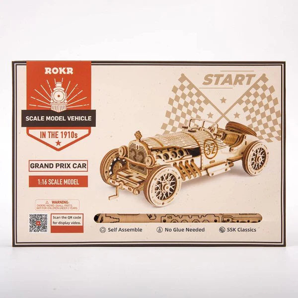 VOITURE GRAND PRIX VINTAGE - CULTURE MAQUETTE - EXPERT MAQUETTE BOIS et METAL - DIY - ROBOTIME