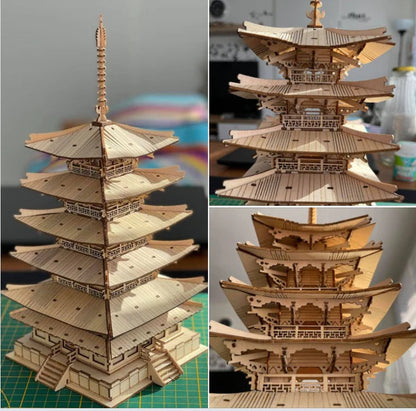 PAGODE BOIS 5 ETAGES - CULTURE MAQUETTE - EXPERT MAQUETTE BOIS et METAL - DIY - ROBOTIME