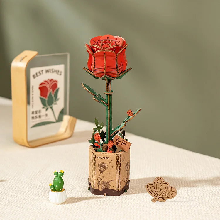 Fleur BOIS Rose Rouge - CULTURE MAQUETTE - EXPERT MAQUETTE BOIS et METAL - DIY - ROBOTIME