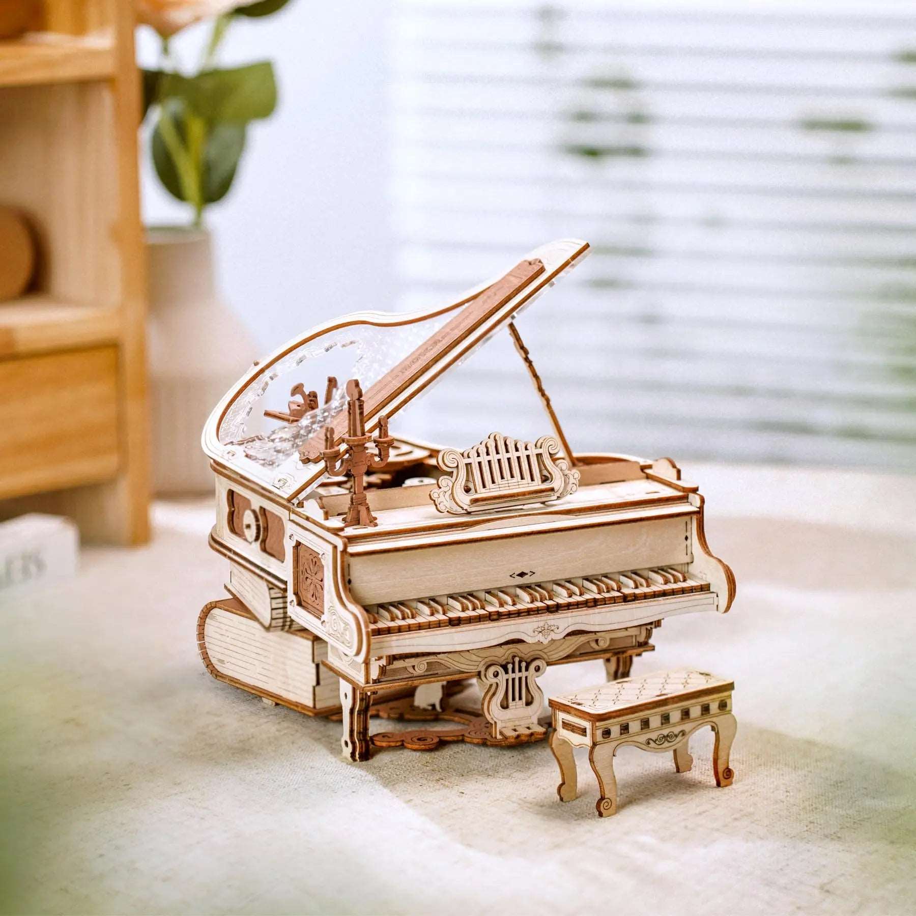 décoration Piano en bois avec boite a musique DIY puzzle 3D culture maquette