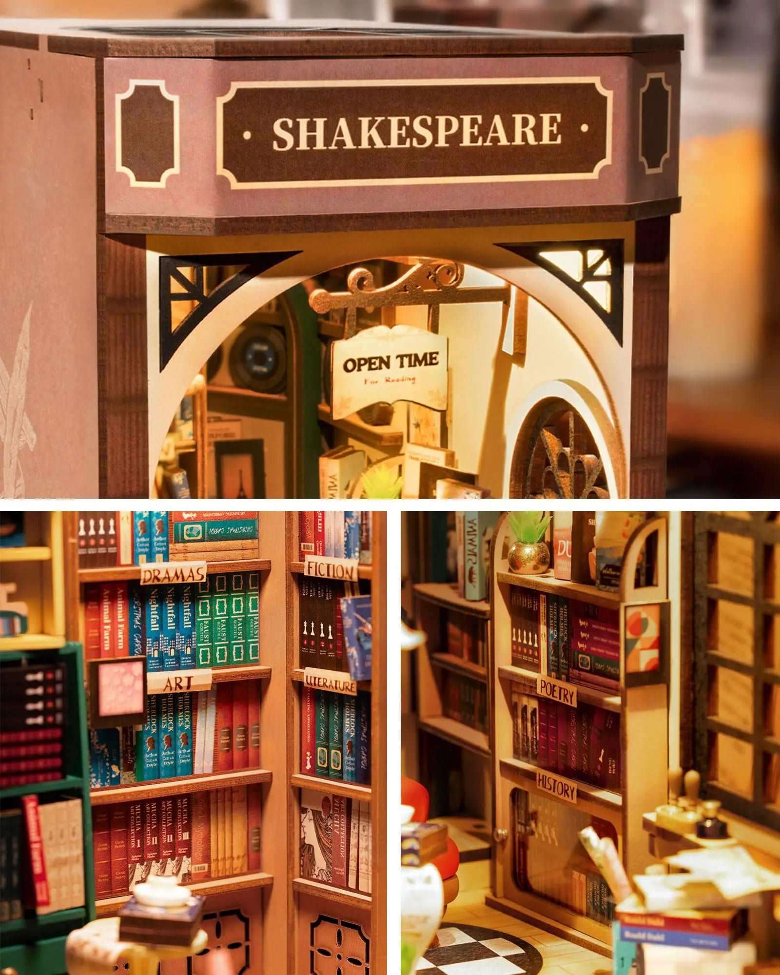 SERRE LIVRE - BOOK NOOK - LIBRAIRIE SHAKESPEARE - CULTURE MAQUETTE - EXPERT MAQUETTE BOIS et METAL - DIY - ROBOTIME